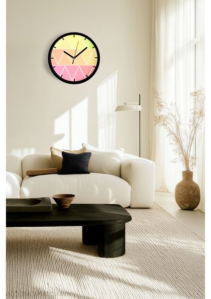 Soyut - Geometrik Temalı Modern Duvar Saati - 25CM - Önü Camlı Siyah Kasa - Sessiz Mekanizma fiyatları