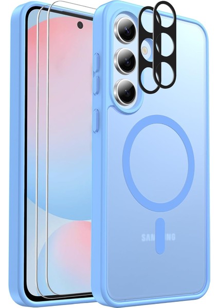 Samsung Galaxy A17 Uyumlu Kamera Lens+Ekran Koruyucu Magsafe Şarj Destekli Iz Tutmaz Mat Kapak