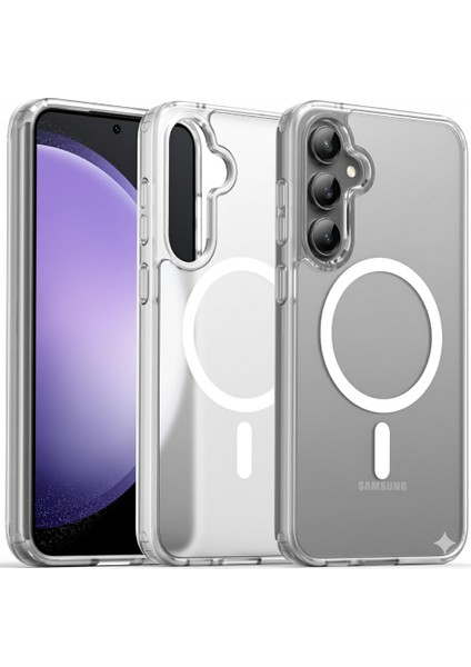 Samsung Galaxy A17 Uyumlu Ekran Koruyuculu Kılıf Magsafe Sarj Destekli Sararmaz Şeffaf Kapak