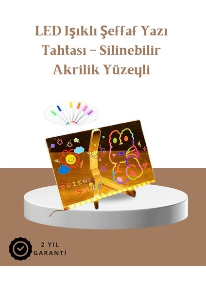 LED Aydınlatmalı Şeffaf Mesaj Tahtası – 30X20 Cm, Neon Etkili Yazılar Için Tasarlandı