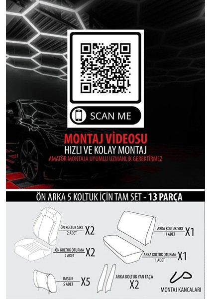 Ssangyong Rodius E-Xdi 2.0 4x2 At Limited 2013 Trend Serisi Uyumlu Tay Tüyü Oto Koltuk Kılıfı Karbon Siyah