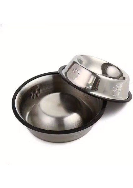 18 cm Kaymaz Tabanlı Kedi Köpek Mama ve Su Kabı – Dayanıklı Hijyenik Metal Mama Kabı