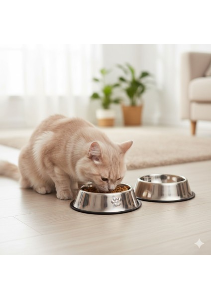 18 cm Kaymaz Tabanlı Kedi Köpek Mama ve Su Kabı – Dayanıklı Hijyenik Metal Mama Kabı fiyatları
