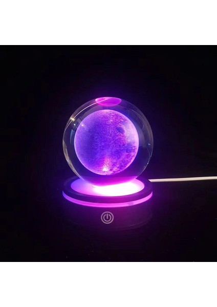 USB Li Plastik Altlıklı Dolunay Dönen Cam Küre