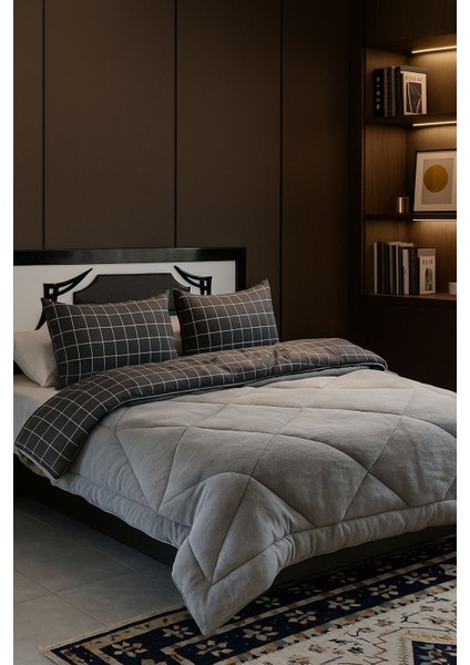 Çift Kişilik Desenli 57 Tel Lüx Çift Taraflı Welsoft Pamuk Silikon Yorgan 195X215 cm