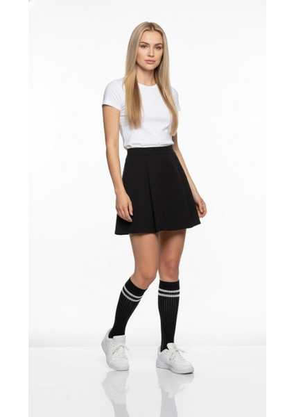 Kadın 2’li Tenis Çorabı Seti – Gri & Siyah Çizgili Spor Çorap – Pamuklu Nefes Alabilir