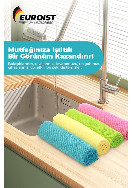 Mikrofiber Temizlik Bezi 30X30 Cm, 180 Gsm Mutfak ve Genel Temizlik Bezi (4 Adet)