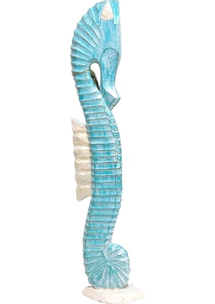 Ahşap Dekoratif Deniz Atı 60CM El Yapımı Otantik Obje
