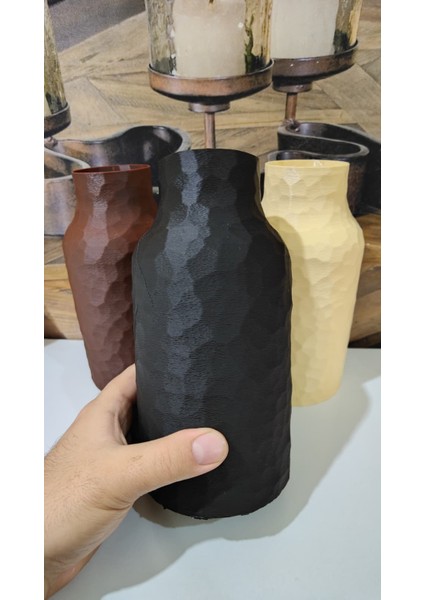 Taş Dokulu Otantik Vazo | 3D Pla Doğa Dostu Dekor | 21CM fiyatları