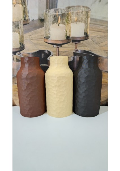 Taş Dokulu Otantik Vazo | 3D Pla Doğa Dostu Dekor | 21CM fırsatları