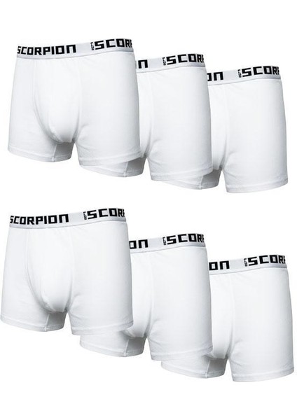 Erkek 6’lı Modal Boxer Seti – Nefes Alabilir Esnek Bel Lastikli Beyaz Erkek Boxer