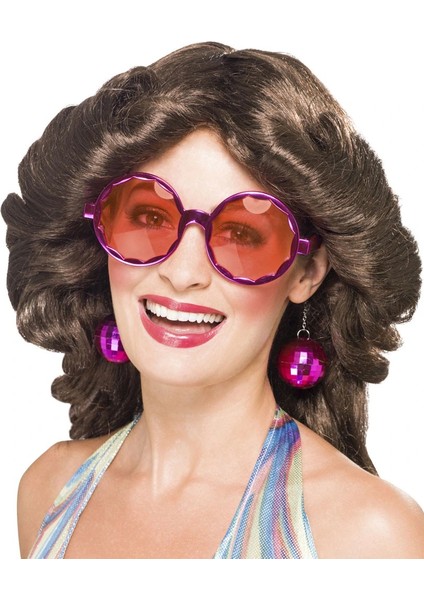 Buğz Disko Toplu Küpeli Parti Gözlüğü Pembe Renk