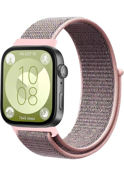 Huawei Fit 4 Hasırlı Cırtcırtlı Kordon - Pembe