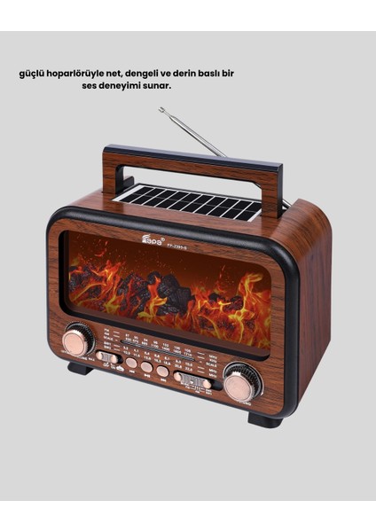 Buğz Alev Işığı Efektli Solar Bluetooth Hoparlör Radyo Destekli Taşınabilir Model modelleri