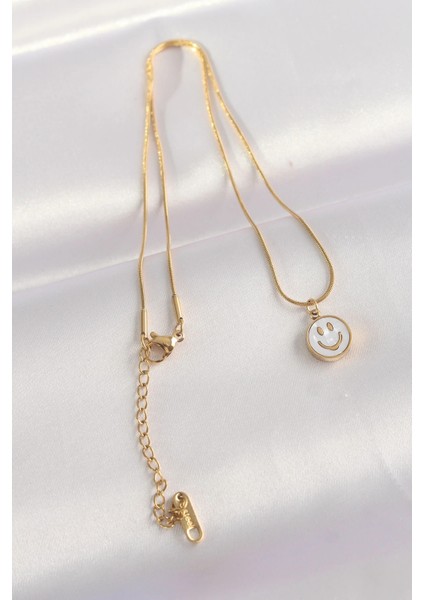 316L Çelik Zincir Altın Renk Mermer Desenli Minimal Smile Kolye fiyatları
