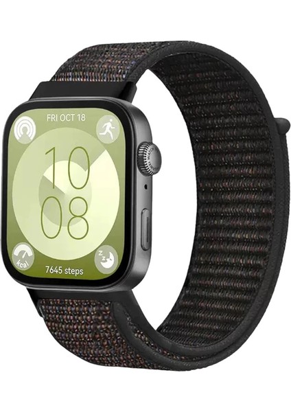 Huawei Fit 4 Hasırlı Cırtcırtlı Kordon - Siyah