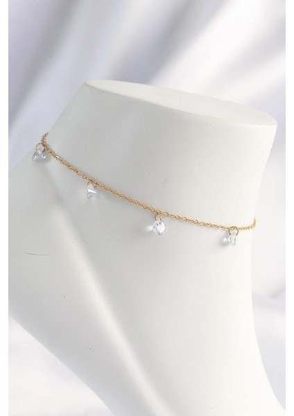 316L Çelik Gold Renk Zirkon Taşlı Halhal