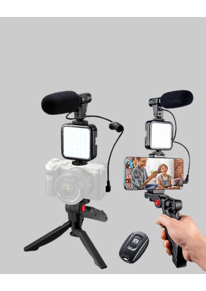 Buğz Telefon Video Çekim Kiti LED Aydınlatma Mikrofon Tripodlu Tam Set fiyatları