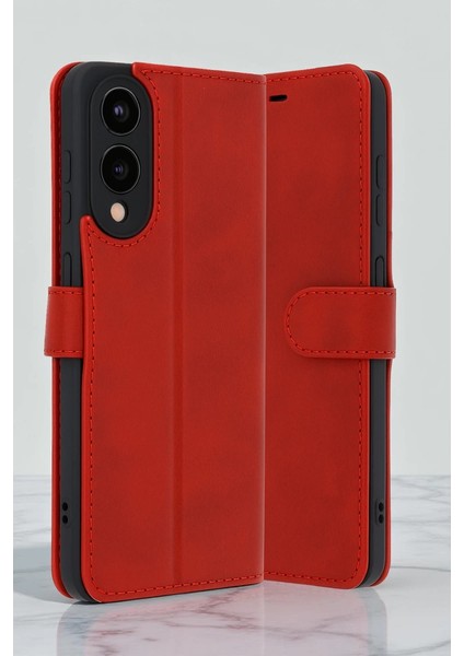 Samsung Galaxy S25 Edge Trend S Plus Kapaklı Kılıf - Kırmızı fiyatları