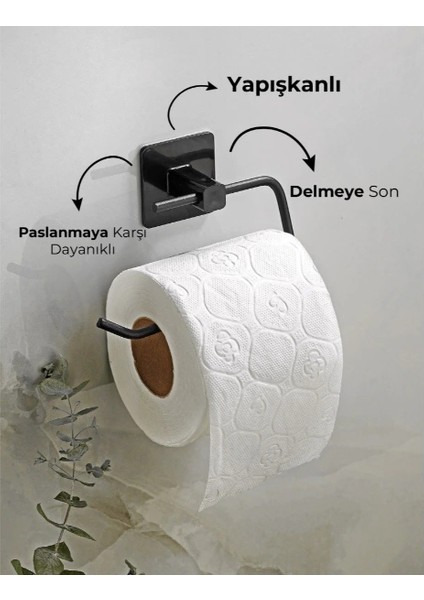 Buğz Metal Siyah Tuvalet Kağıtlığı