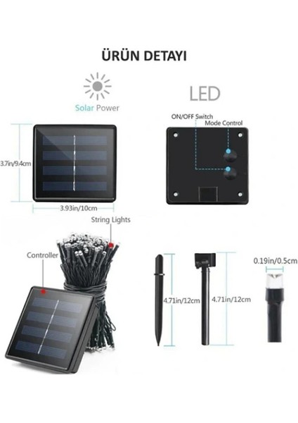 Buğz Solar 100 Ledli 12 Metre Bahçe Aydınlatma modelleri