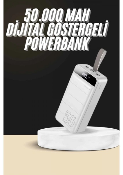 Hızlı Taşınabilir 50.000 Mah Powerbank LED Ekran Android ve Ios Uyumlu