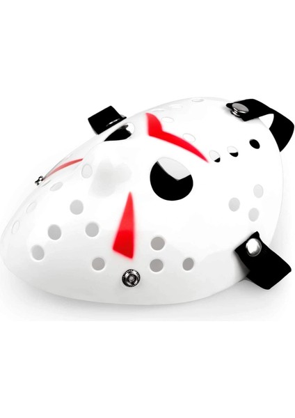 Buğz Beyaz Kırmızı Çizgili Tam Yüz Hokey Maskesi fiyatları