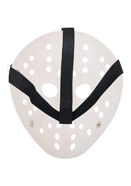 Buğz Beyaz Kırmızı Çizgili Tam Yüz Hokey Maskesi