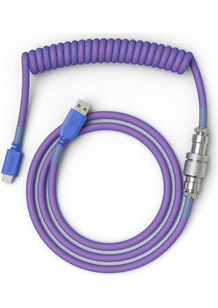 Sarmal Klavye Kablosu - Mekanik Oyun Klavyesi Sarmal Kablo Için Sarmal USB C Kablosu Zanaatkâr Örgülü Kablolar - Özel Klavye Kablosu (Nebula)