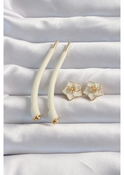 Pirinç Krem Renk Botega Küpe modelleri