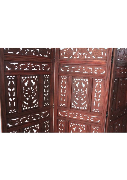 Buğz Ahşap Maun Rengi El Oyması Paravan