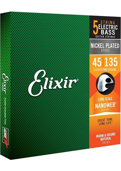 14207 Nanoweb Light Medium 5 Telli Bas Gitar Teli (45-135)