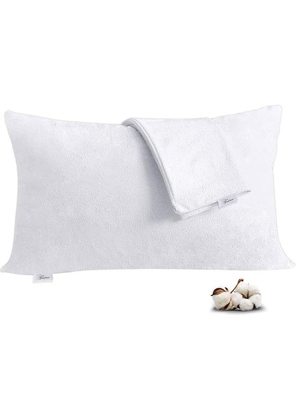 Home 2 Li Paket Pamuklu, Sıvı Geçirmez Yastık Koruyucu Alez, Havlu Yüzey Yastık Alezi