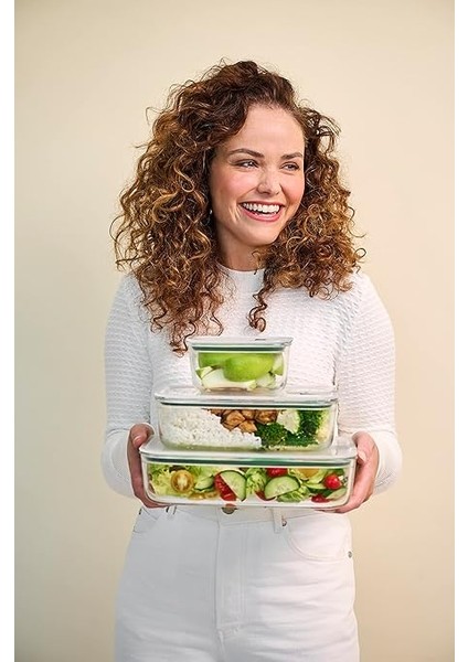 Easyclip Cam Saklama Kabı, Kapaklı ve Geçmeli Kilitli Cam Kase, Mikrodalga Fırın, Buharlı Pişirici, Fırın ve Derin Dondurucu Için Uygundur, Hava Geçirmez ve Sızdırmaz, 450 Ml, Nordic Sage fırsatları