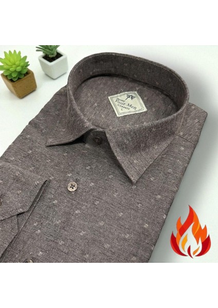 Klasik %100 Cotton Uzun Kollu Terletmeyen Kışlık Flanel Tek Cepli Gömlek (Regular Kalıp)