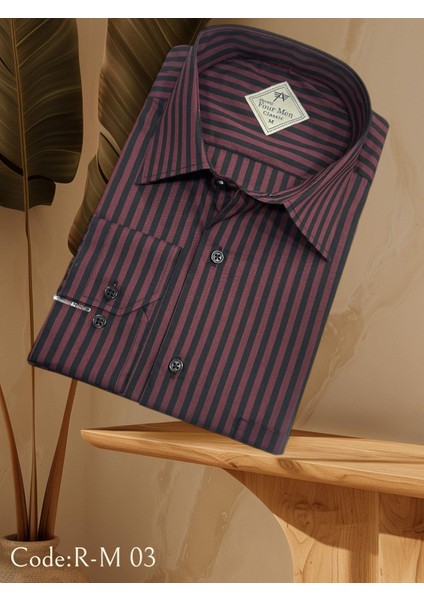 Klasik %100 Cotton Uzun Kollu Terletmeyen Kışlık Flanel Çizgili Süler Gömlek (Regular Kalıp)