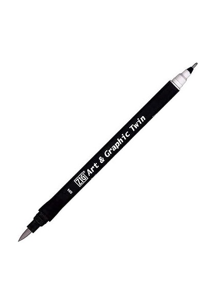 Zig Art And Graphic Twin Tip Brush Marker 084 Çift Uçlu Işaretleme Kalemi, Soğuk Gri, 3 modelleri