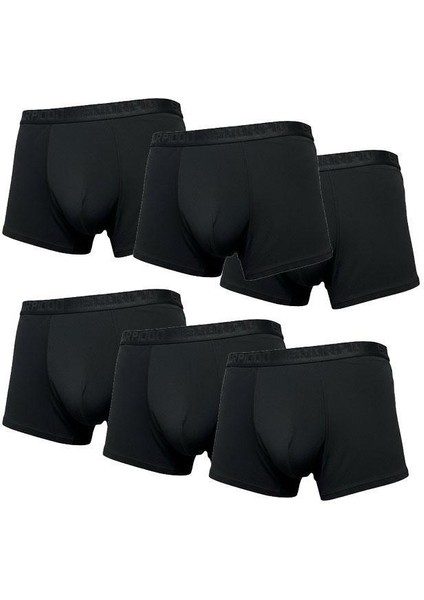 Erkek 6’lı Boxer Seti – Siyah Renk Esnek Bel Lastikli Modal