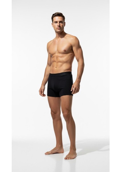 Erkek 6’lı Boxer Seti – Siyah Renk Esnek Bel Lastikli Modal