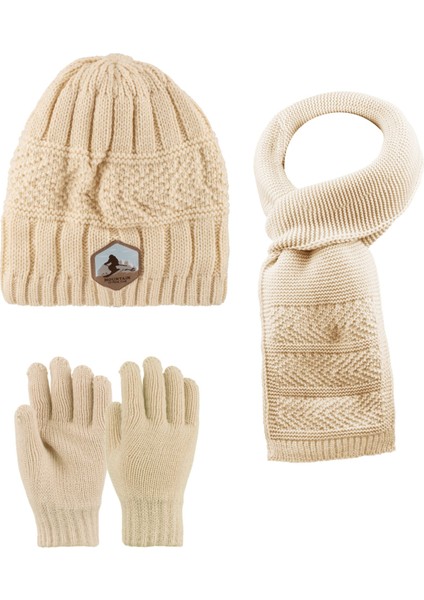9-15 Yaş Garson 3'lü Takım Erkek Atkı, Eldiven ve Şapka Set Içi Polarlı