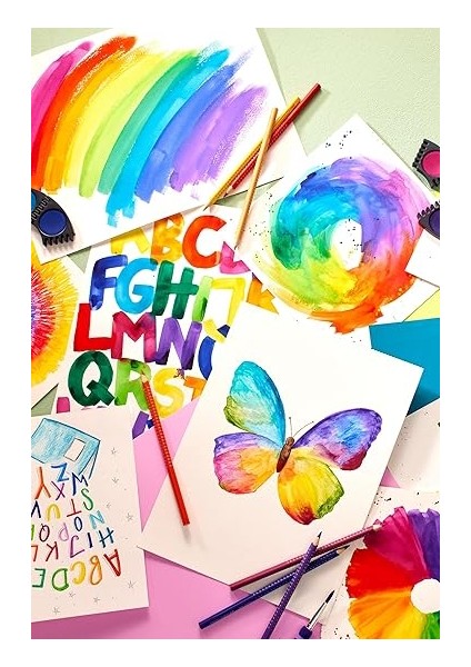 201540 - Çocuklar ve Yetişkinler Için Renkli Kalem Seti, 24 Parça, Üçgen, Kırılmaz, 4 Neon Renk ve 2 Kurşun Kalem Dahil fırsatları