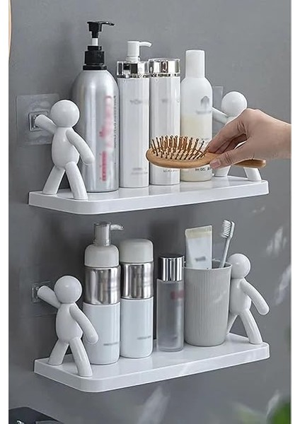 2'li Banyo Mutfak Organizer, Şampuan Kozmetik Baharat Kavanozu Düzenleyici, Yapışkanlı Raf Çöp Adam fiyatları