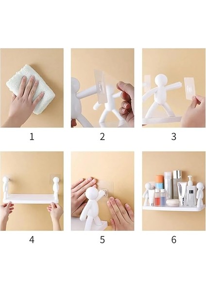 2'li Banyo Mutfak Organizer, Şampuan Kozmetik Baharat Kavanozu Düzenleyici, Yapışkanlı Raf Çöp Adam indirimleri