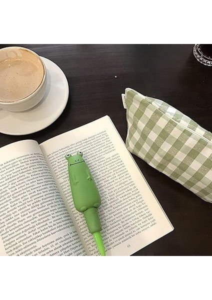 Pötikareli Yıkanabilir Fermuarlı Tek Gözlü Bez Kalemlik Kalem Kutusu Cüzdan Makyaj Çantası Bez Kalem Kesesi (Yeşil) fiyatları