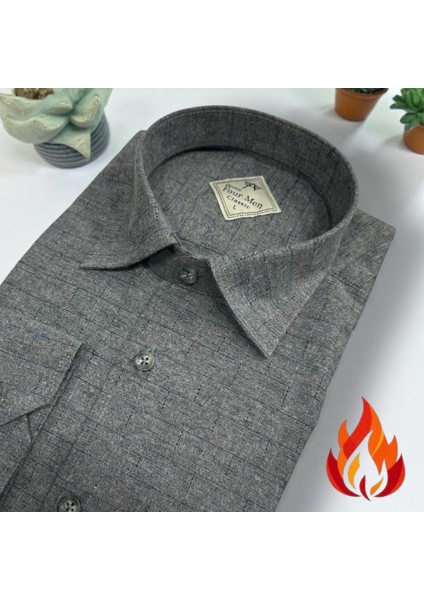 Klasik %100 Cotton Uzun Kollu Terletmeyen Kışlık Flanel Tek Cepli Gömlek (Regular Kalıp)