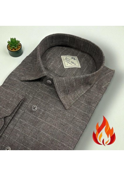 Klasik %100 Cotton Uzun Kollu Terletmeyen Kışlık Flanel Tek Cepli Gömlek (Regular Kalıp)