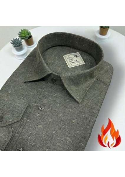 Klasik %100 Cotton Uzun Kollu Terletmeyen Kışlık Flanel Tek Cepli Gömlek (Regular Kalıp)