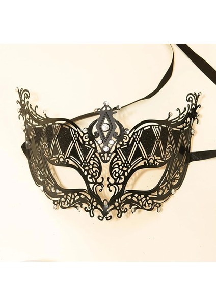 Buğz Kristal Gümüş Taşlı Siyah Lazer Kesim Metal Lüks Maske fiyatları