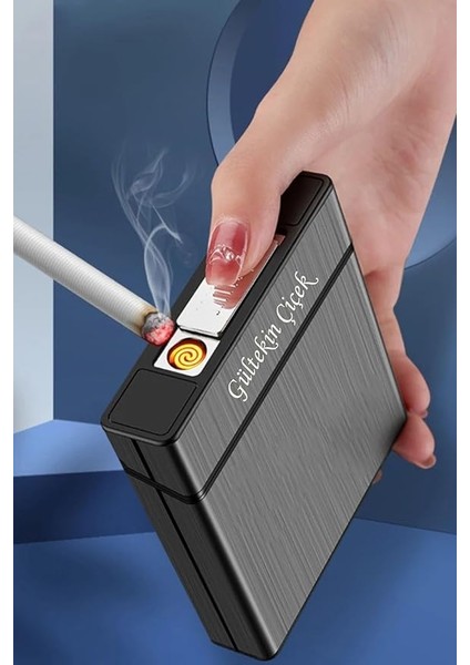USB Şarjlı Elektronik Çakmak Taşınabilir Sigara Paketi Muhafaza Kutusu Kişiye Özel Tek Ebat Füme modelleri