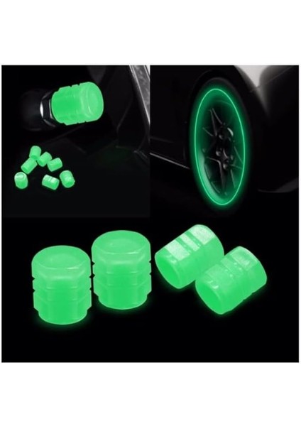Xm Gece Parlayan Fosforlu Subab Kapağı Seti 4 Adet (Neon Sarı)